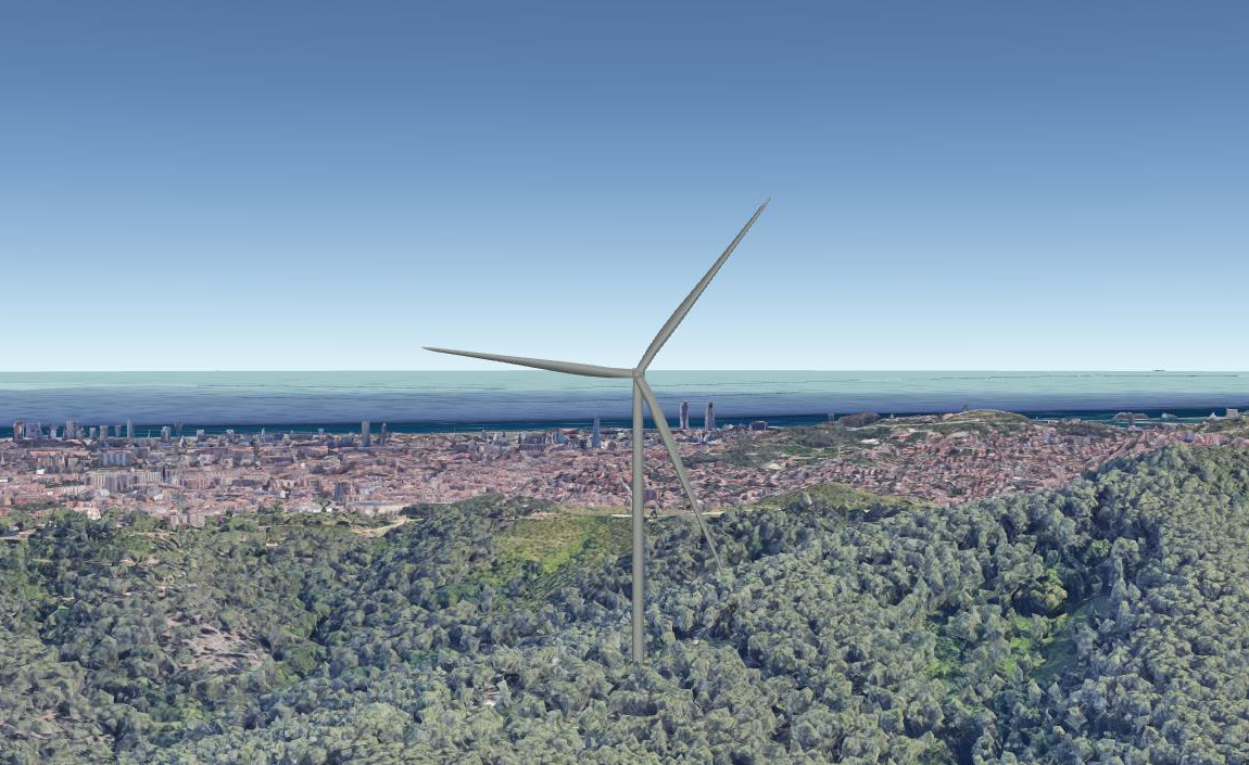 Virtual recreation of a windmill installed in Barcelona's Collserola natural park (by Viure de l'Aire)